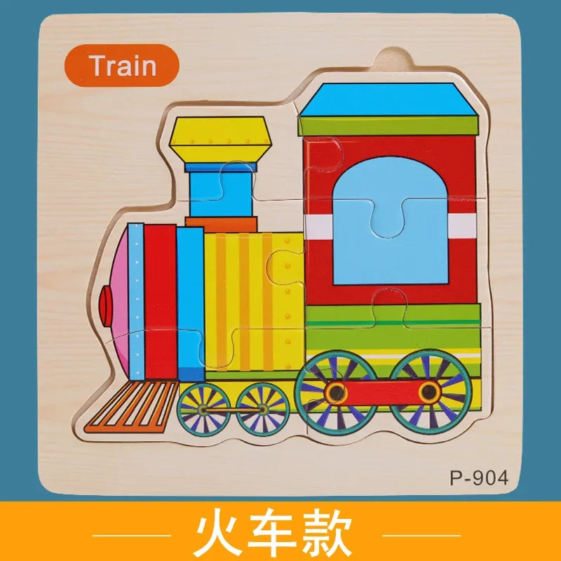 Wooden Puzzle 3D Puzzles Educational Toy Montessori Cartoon Anime Puzzle Toys for Children Kids Gifts Animal Puzzle Toy