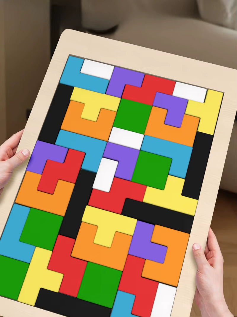 Colorful Wooden Puzzle Toys Tangram Montessori Materials Children&