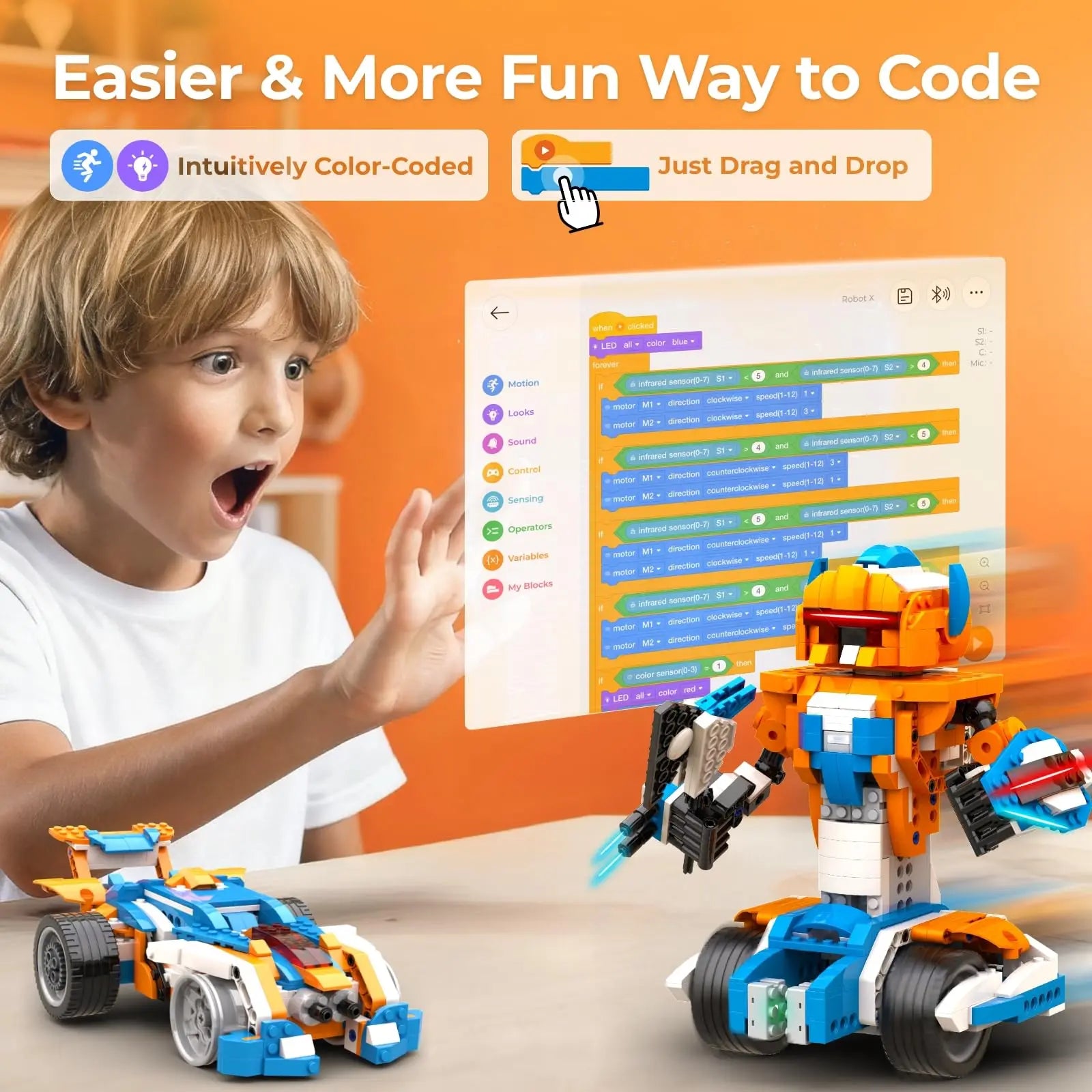 Robot Building Kit, 12-In-1 Programmable APP Remote Control RC Car, STEM Robotics Coding Set, Educational Birthday Gifts