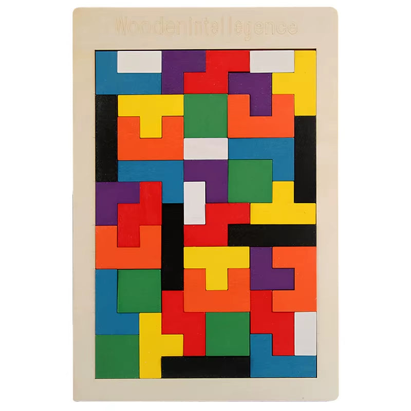 Colorful Wooden Puzzle Toys Tangram Montessori Materials Children&