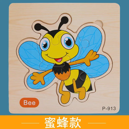 Wooden Puzzle 3D Puzzles Educational Toy Montessori Cartoon Anime Puzzle Toys for Children Kids Gifts Animal Puzzle Toy