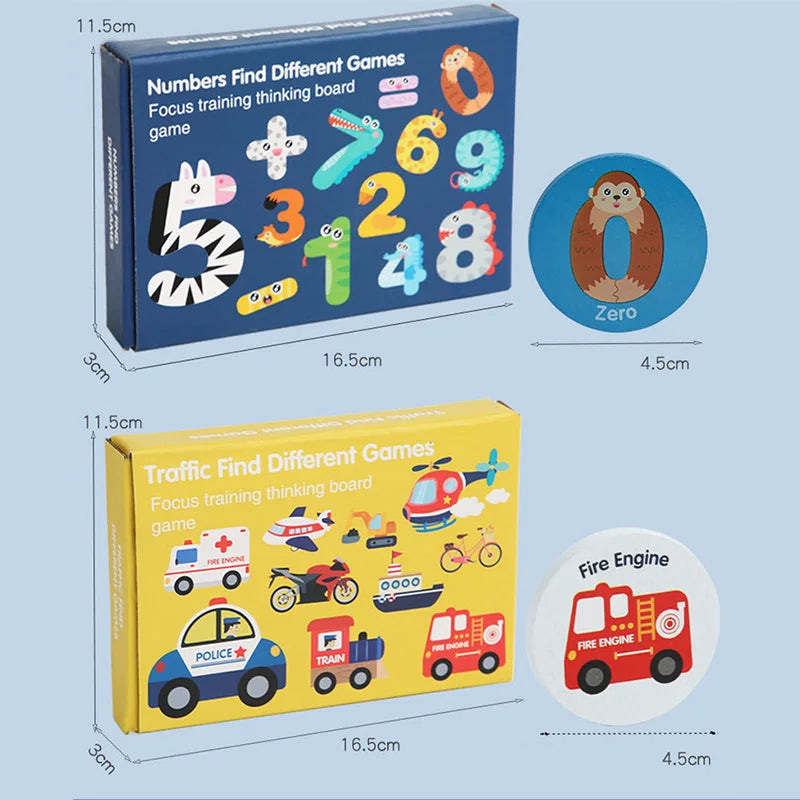 Kids Educational Wooden Memory Game Dinosaur Traffic Cognitive Baby Memory Chess Toy Kids Focus Training Wooden Educational Toys
