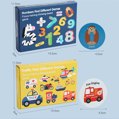 Kids Educational Wooden Memory Game Dinosaur Traffic Cognitive Baby Memory Chess Toy Kids Focus Training Wooden Educational Toys