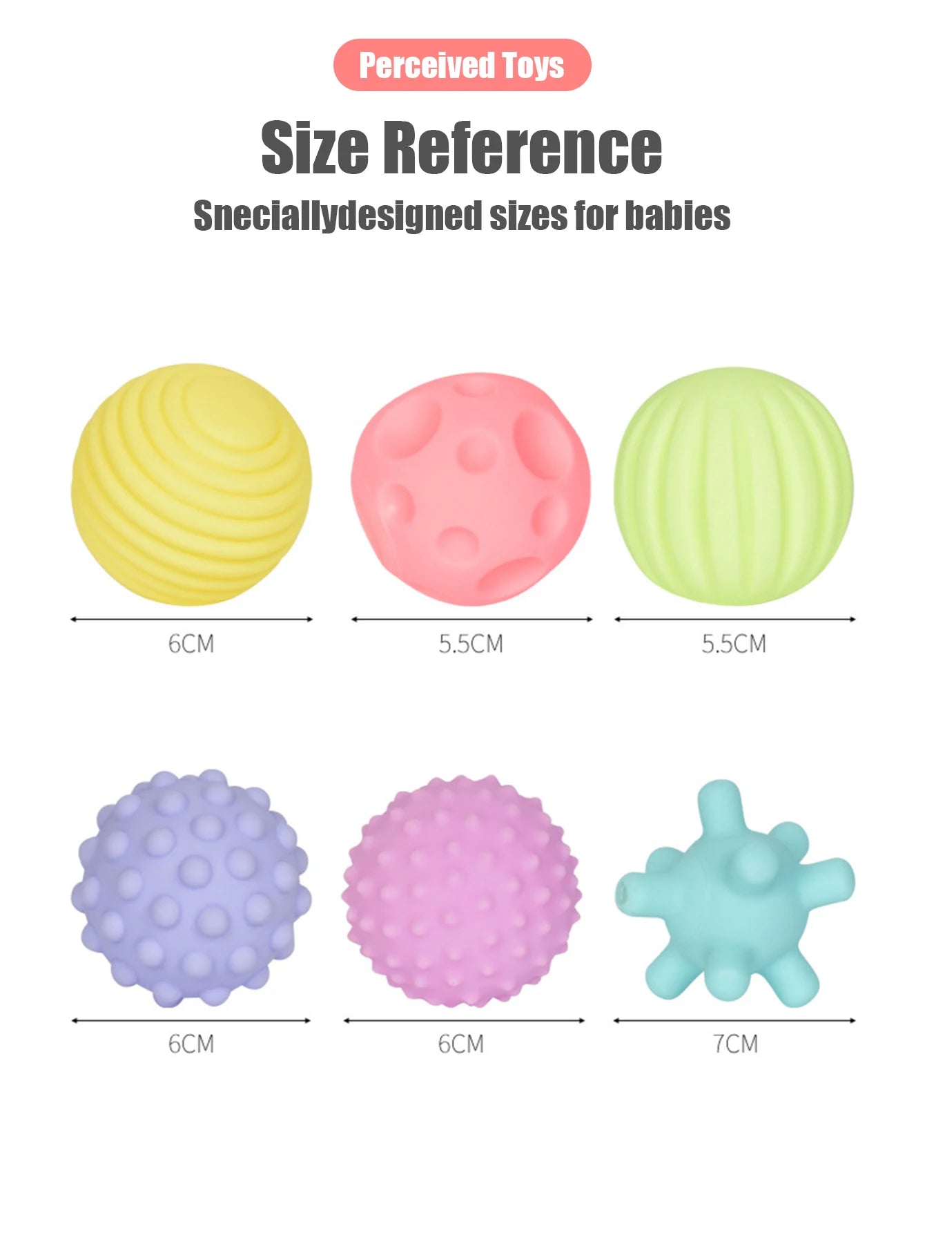 6 PCS Baby Toys Sensory Balls for Children Textured Hand Touch Ball Soft Massage Ball Infant Rattle Senses Toys