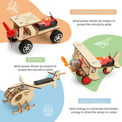 6 in 1 Wood Car Building Kits with Helicopter Tank STEM Kits DIY 3D Wooden Puzzles Craft Projects Science Set for Kids Boys