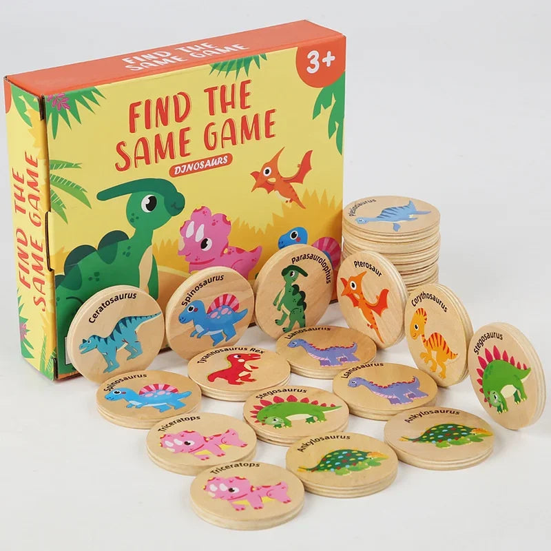 Kids Educational Wooden Memory Game Dinosaur Traffic Cognitive Baby Memory Chess Toy Kids Focus Training Wooden Educational Toys