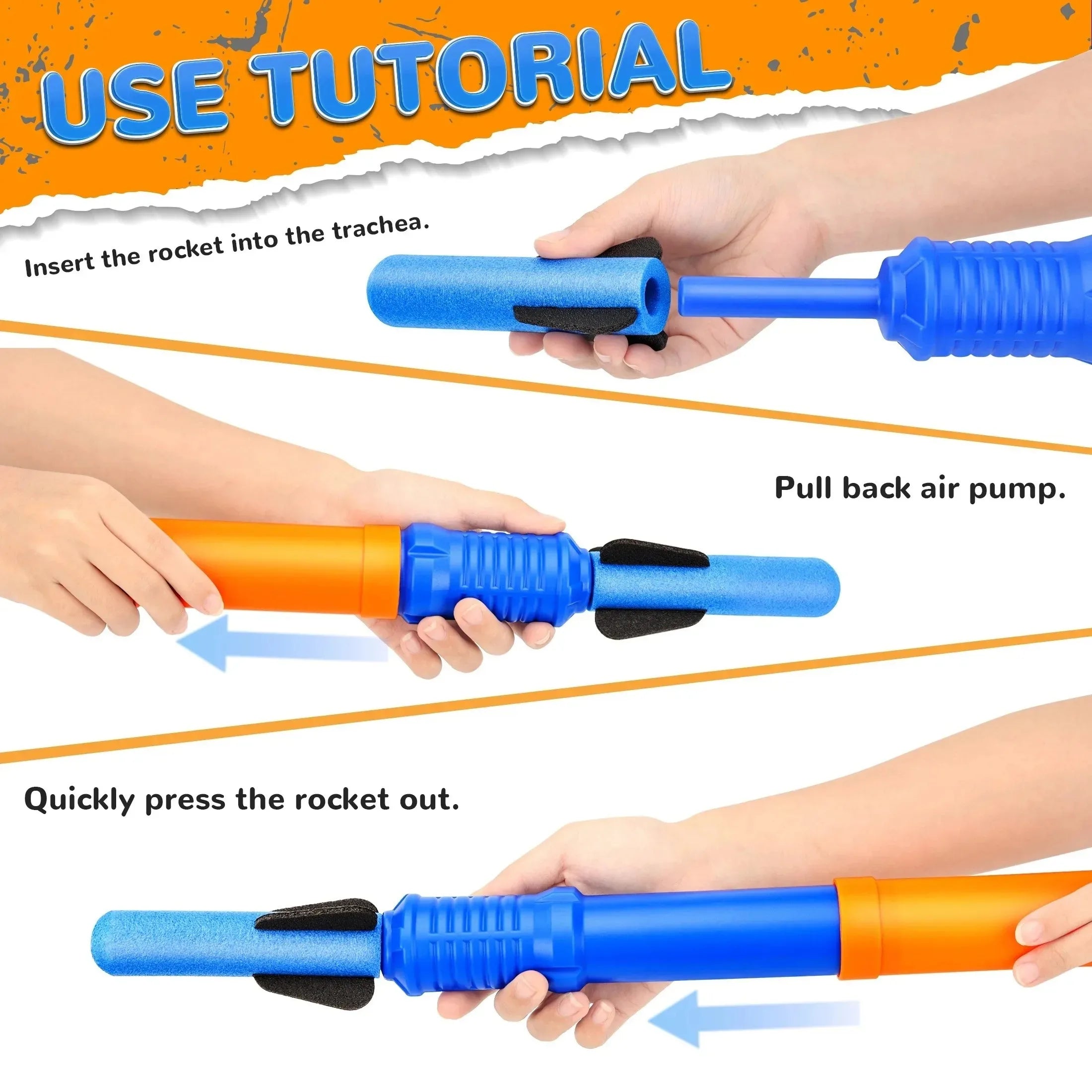 Hand-Propelled Rocket Launcher Toy Set Foam Rocket Children&