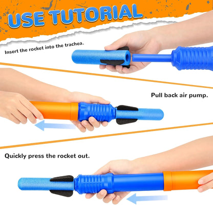 Hand-Propelled Rocket Launcher Toy Set Foam Rocket Children&