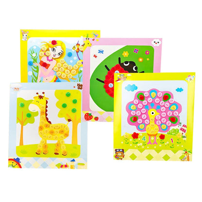 Kids Handmade DIY Button Stickers Paste Painting Puzzle Children Cartoon Creative Sticker Art Class Painting Drawing Craft Toys