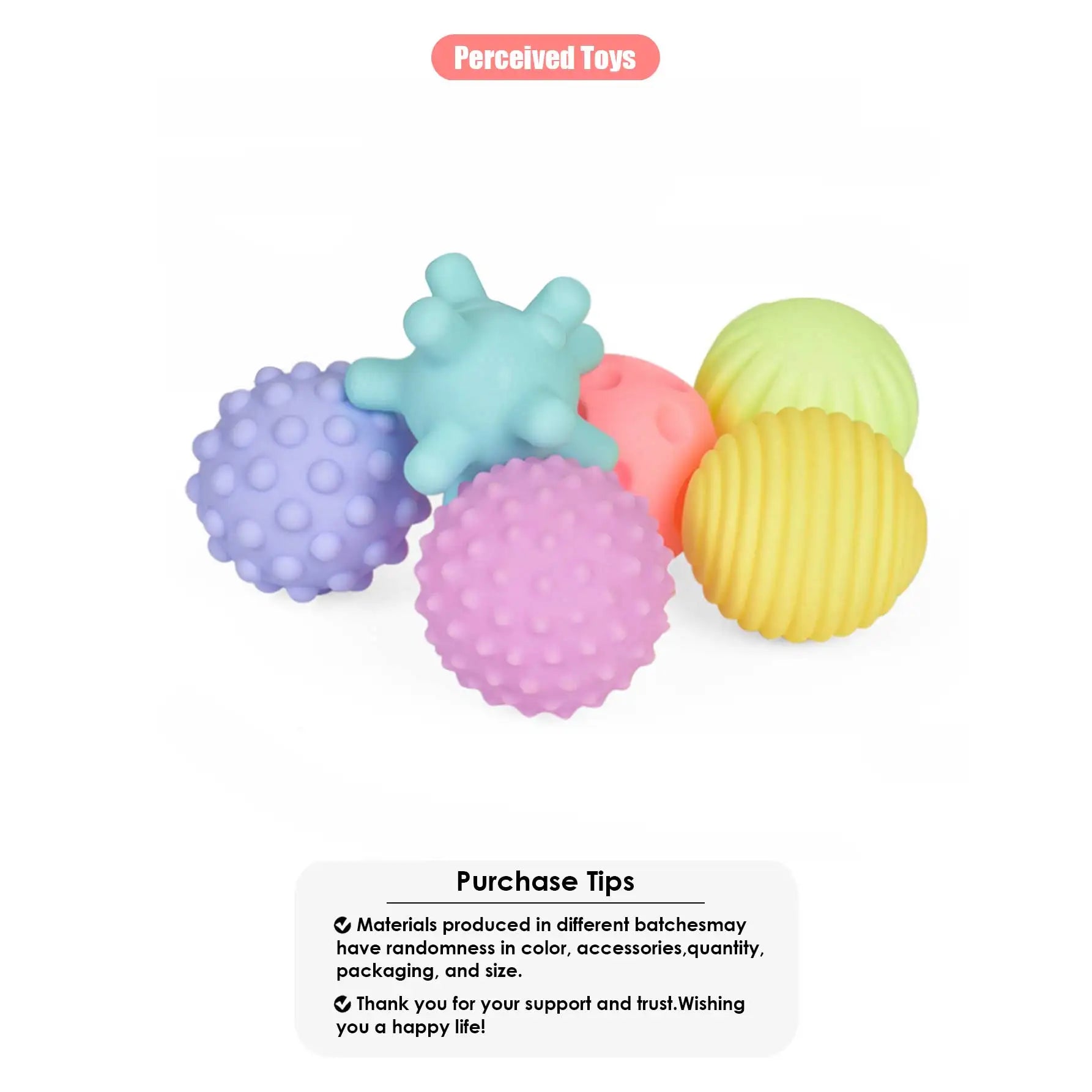 6 PCS Baby Toys Sensory Balls for Children Textured Hand Touch Ball Soft Massage Ball Infant Rattle Senses Toys