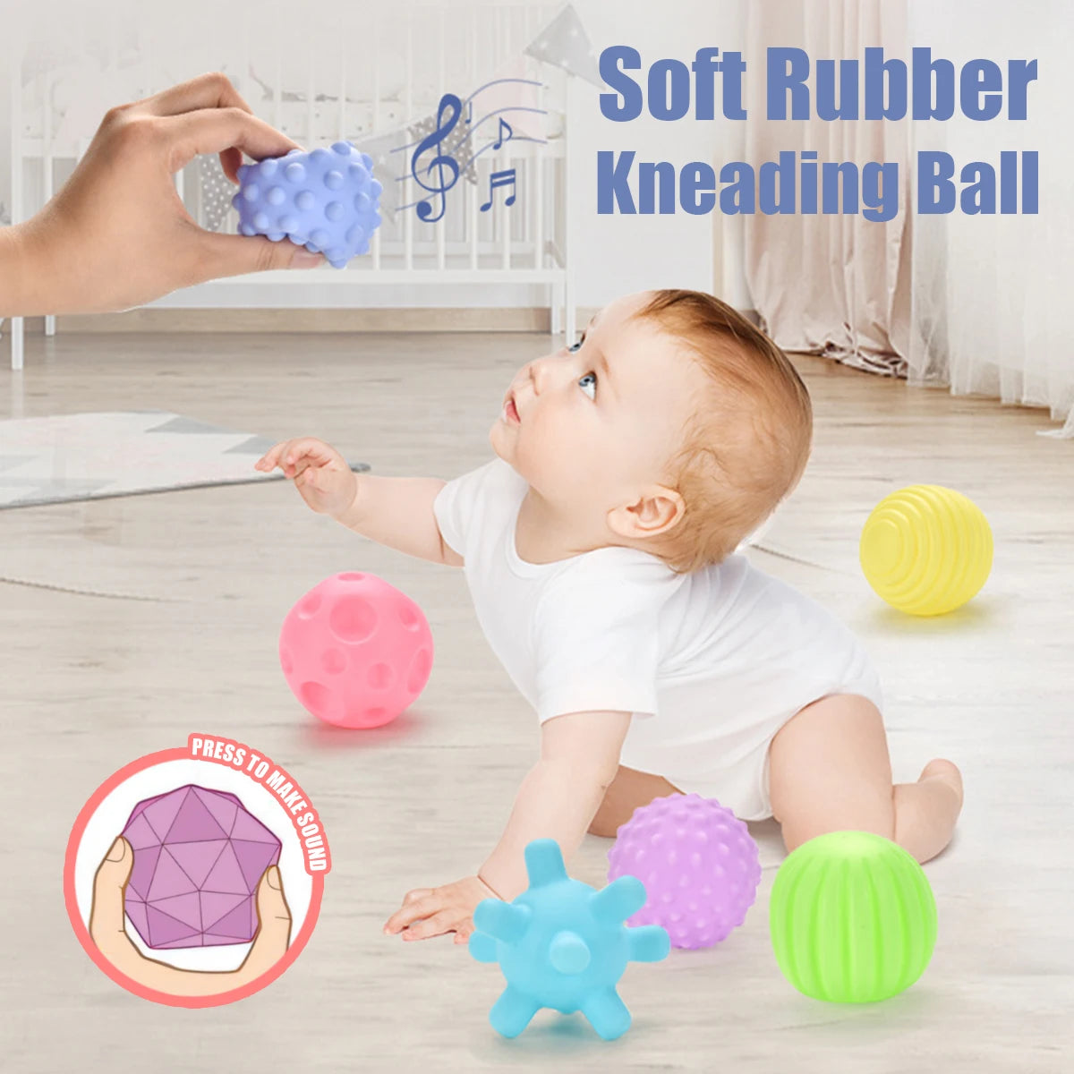 6 PCS Baby Toys Sensory Balls for Children Textured Hand Touch Ball Soft Massage Ball Infant Rattle Senses Toys