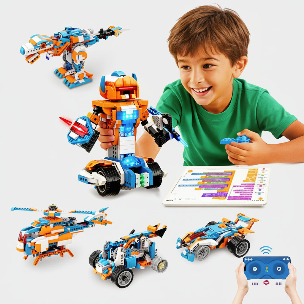 Robot Building Kit, 12-In-1 Programmable APP Remote Control RC Car, STEM Robotics Coding Set, Educational Birthday Gifts