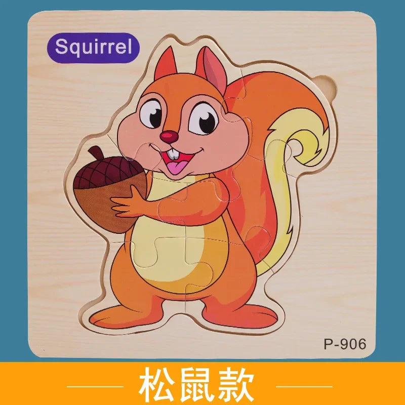 Wooden Puzzle 3D Puzzles Educational Toy Montessori Cartoon Anime Puzzle Toys for Children Kids Gifts Animal Puzzle Toy