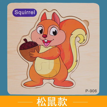 Wooden Puzzle 3D Puzzles Educational Toy Montessori Cartoon Anime Puzzle Toys for Children Kids Gifts Animal Puzzle Toy