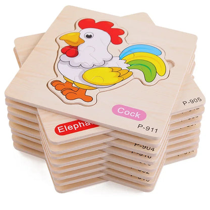 Wooden Puzzle 3D Puzzles Educational Toy Montessori Cartoon Anime Puzzle Toys for Children Kids Gifts Animal Puzzle Toy