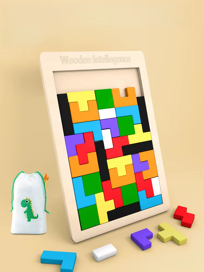 Colorful Wooden Puzzle Toys Tangram Montessori Materials Children&