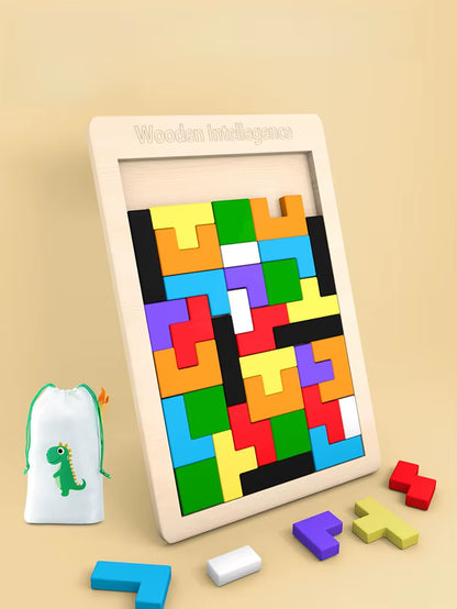 Colorful Wooden Puzzle Toys Tangram Montessori Materials Children&