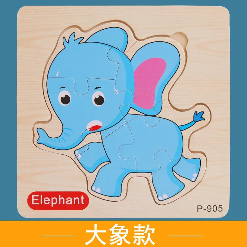 Wooden Puzzle 3D Puzzles Educational Toy Montessori Cartoon Anime Puzzle Toys for Children Kids Gifts Animal Puzzle Toy