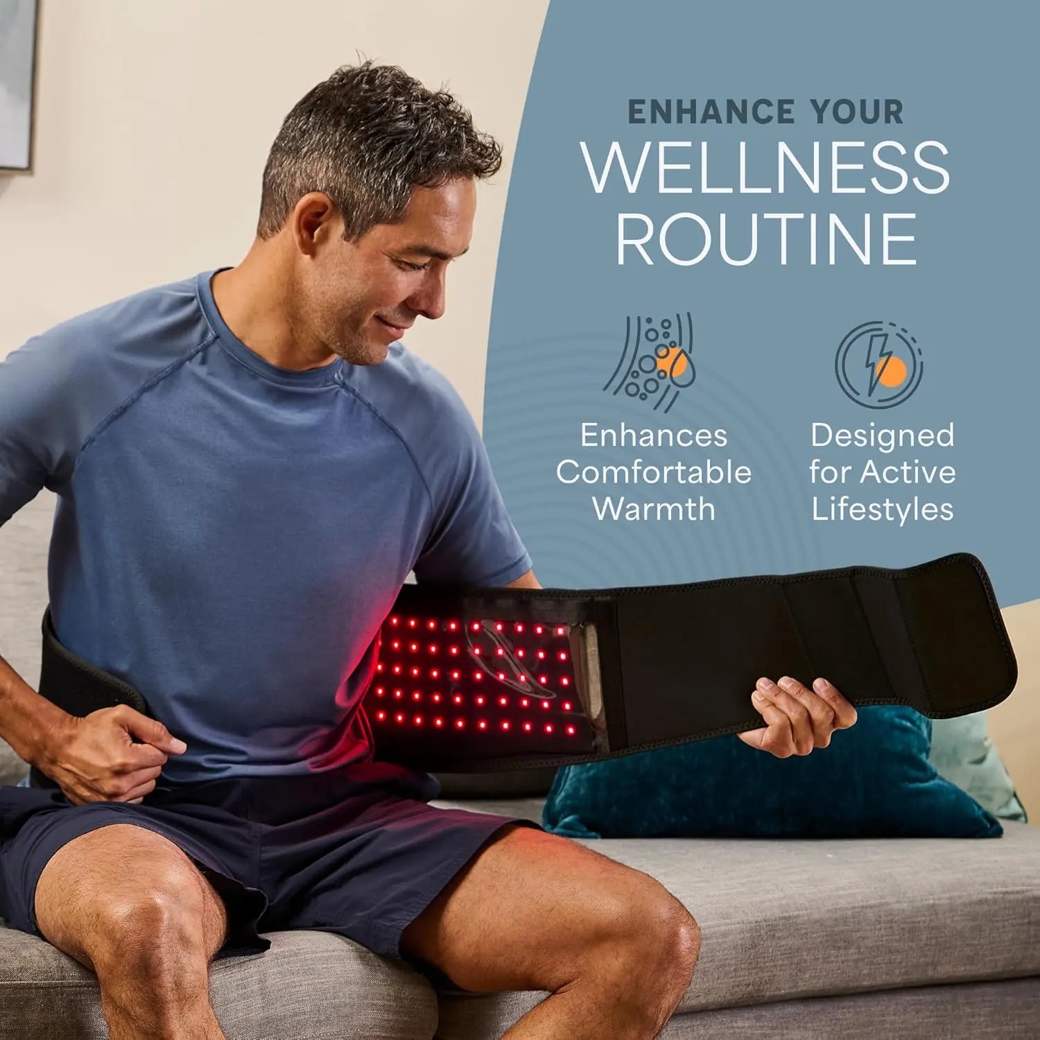 Lifepro Red Light Therapy Belt Cordless – Allevared Pro Elite 660Nm & 850Nm near Infrared Red Light Therapy - Heating Pad - for Body, Back and Shoulder - Adjustable & Portable for Wellness & Relaxation