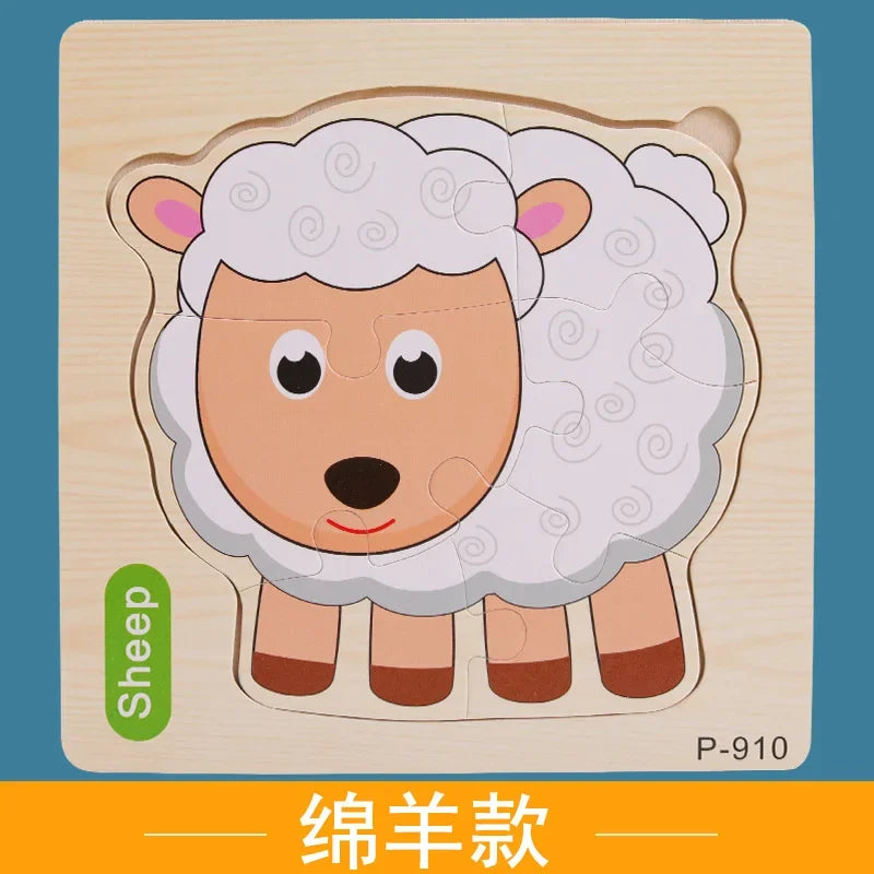 Wooden Puzzle 3D Puzzles Educational Toy Montessori Cartoon Anime Puzzle Toys for Children Kids Gifts Animal Puzzle Toy