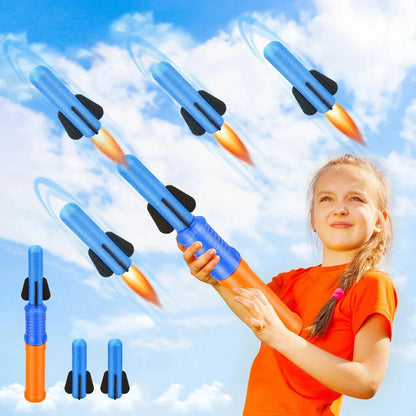 Hand-Propelled Rocket Launcher Toy Set Foam Rocket Children&