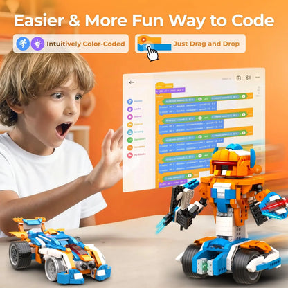 Robot Building Kit, 12-In-1 Programmable APP Remote Control RC Car, STEM Robotics Coding Set, Educational Birthday Gifts