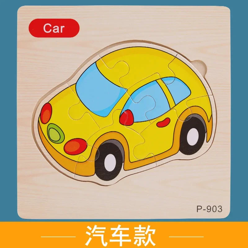 Wooden Puzzle 3D Puzzles Educational Toy Montessori Cartoon Anime Puzzle Toys for Children Kids Gifts Animal Puzzle Toy