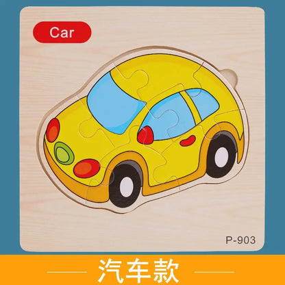 Wooden Puzzle 3D Puzzles Educational Toy Montessori Cartoon Anime Puzzle Toys for Children Kids Gifts Animal Puzzle Toy