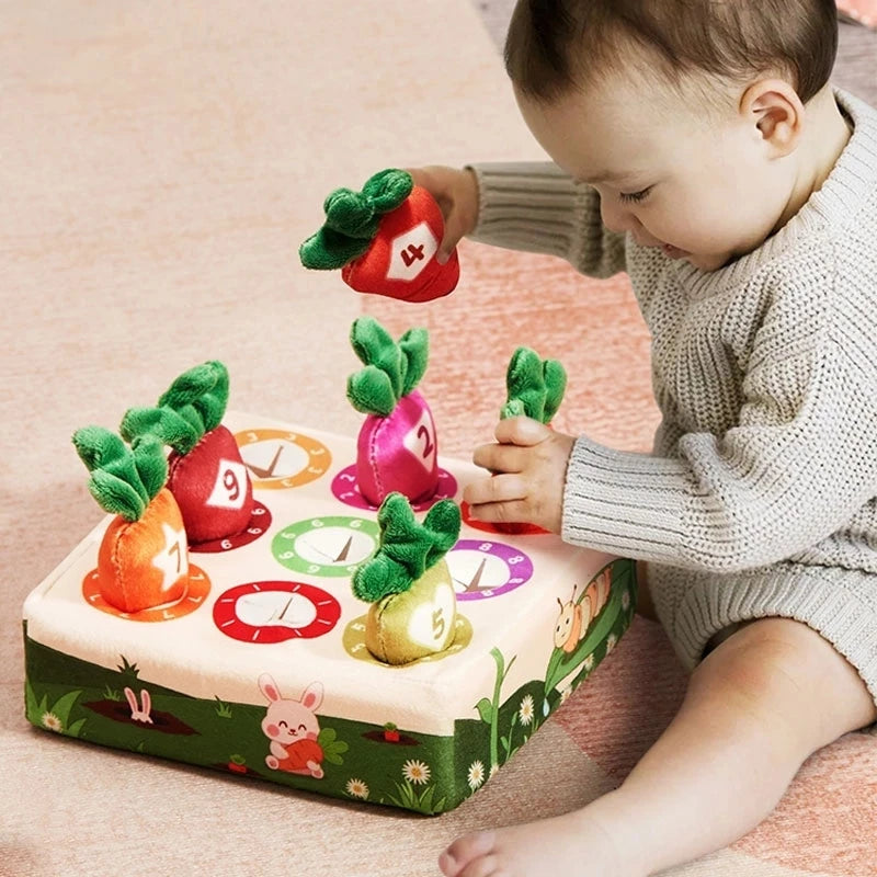Montessori Toys Pull Carrot Plush Sensory Toys for Babies Development Game Matching Puzzle Educational Toys for Children