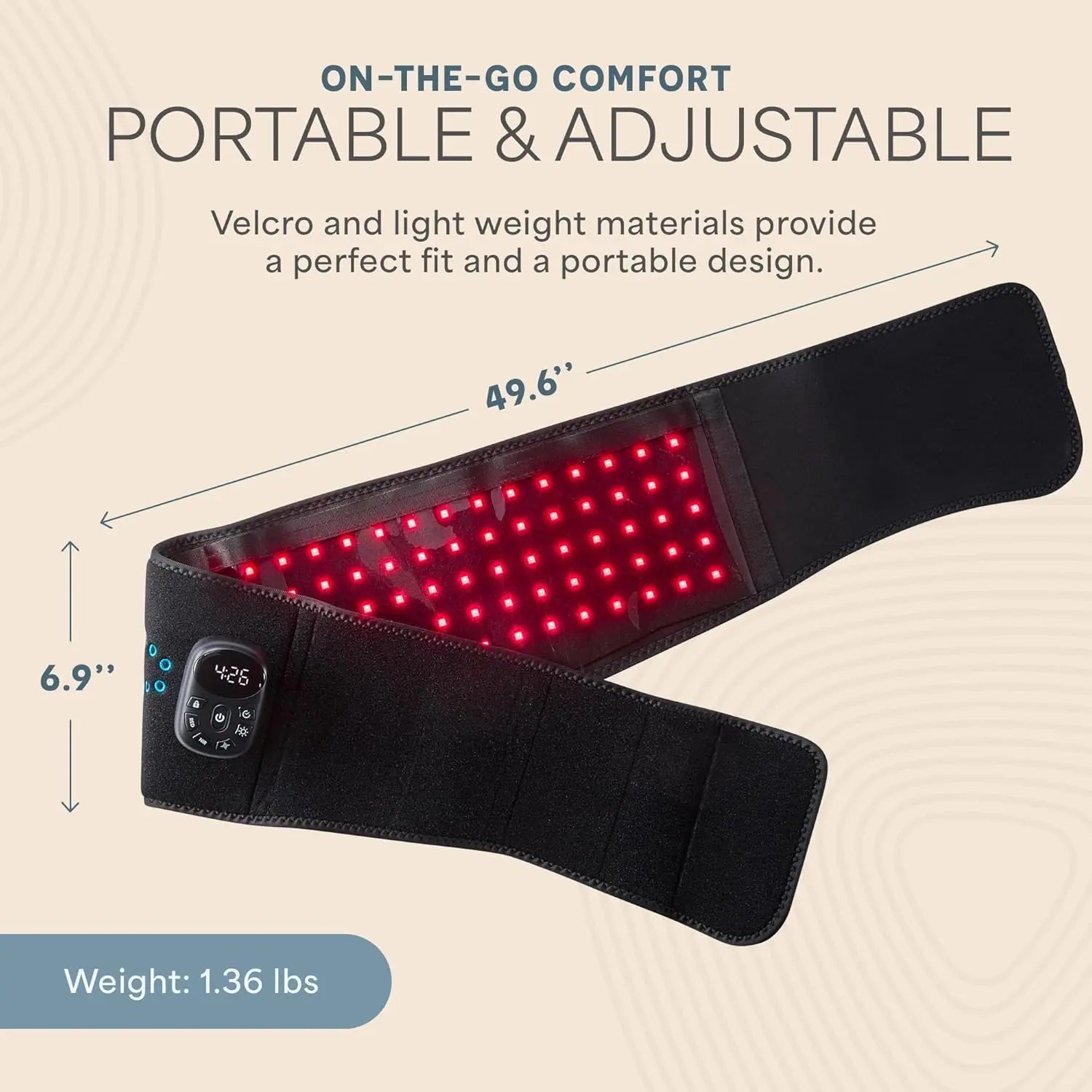 Lifepro Red Light Therapy Belt Cordless – Allevared Pro Elite 660Nm & 850Nm near Infrared Red Light Therapy - Heating Pad - for Body, Back and Shoulder - Adjustable & Portable for Wellness & Relaxation