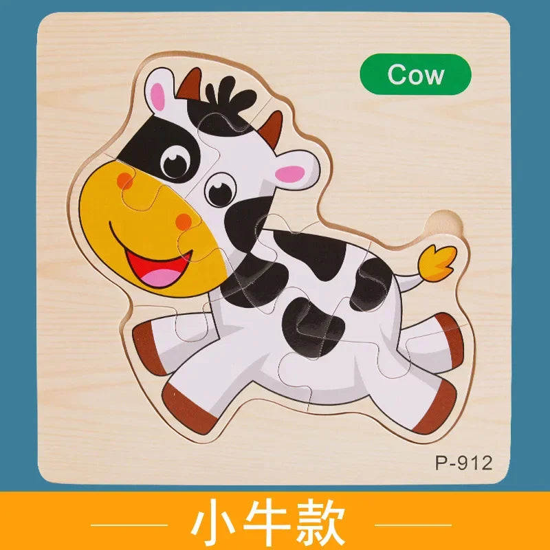 Wooden Puzzle 3D Puzzles Educational Toy Montessori Cartoon Anime Puzzle Toys for Children Kids Gifts Animal Puzzle Toy