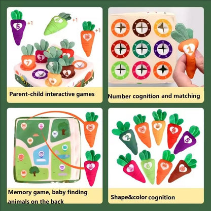 Montessori Toys Pull Carrot Plush Sensory Toys for Babies Development Game Matching Puzzle Educational Toys for Children