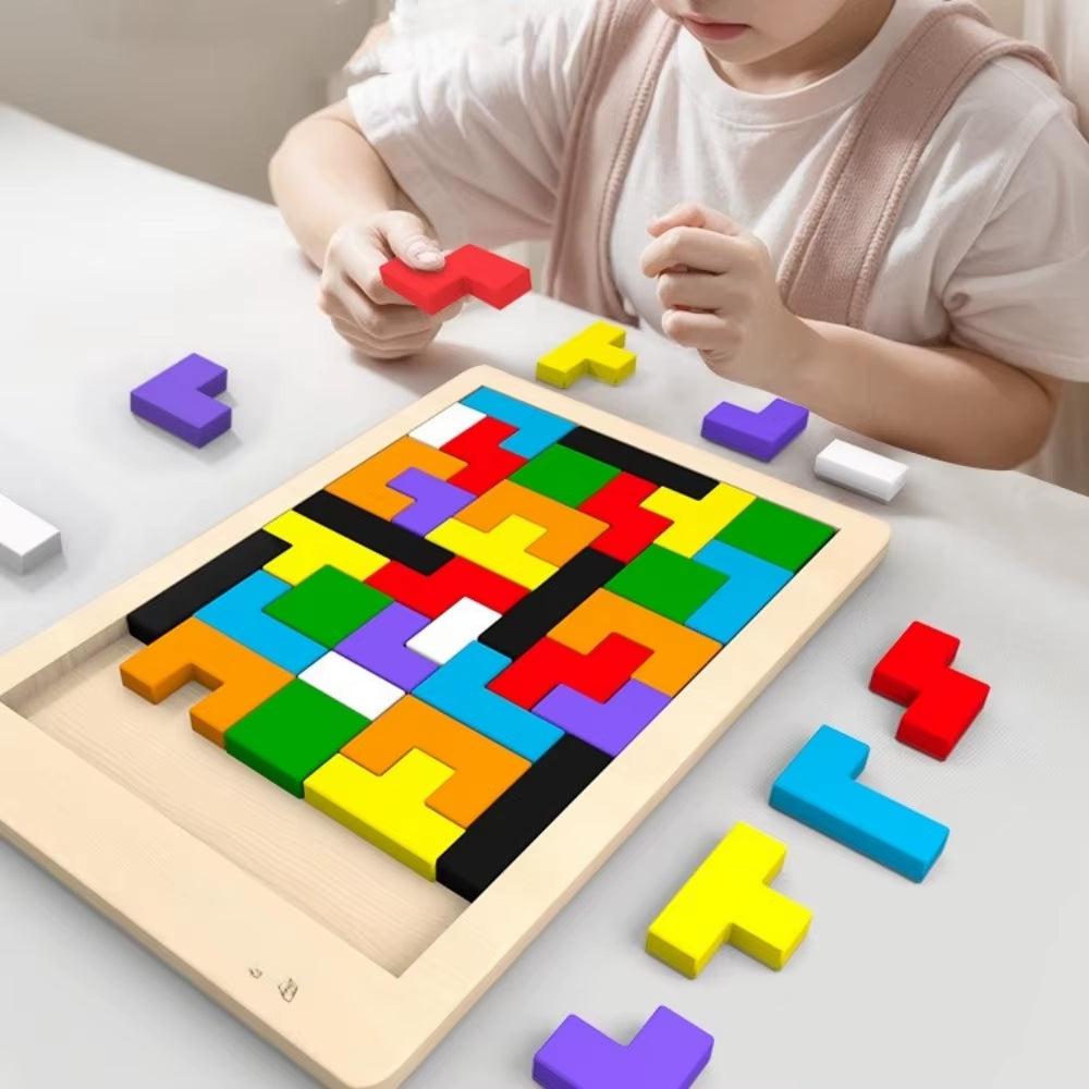 Colorful Wooden Puzzle Toys Tangram Montessori Materials Children&
