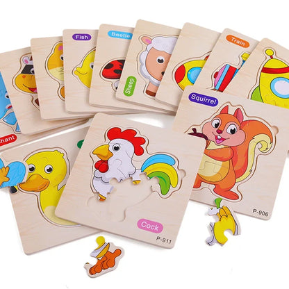 Wooden Puzzle 3D Puzzles Educational Toy Montessori Cartoon Anime Puzzle Toys for Children Kids Gifts Animal Puzzle Toy