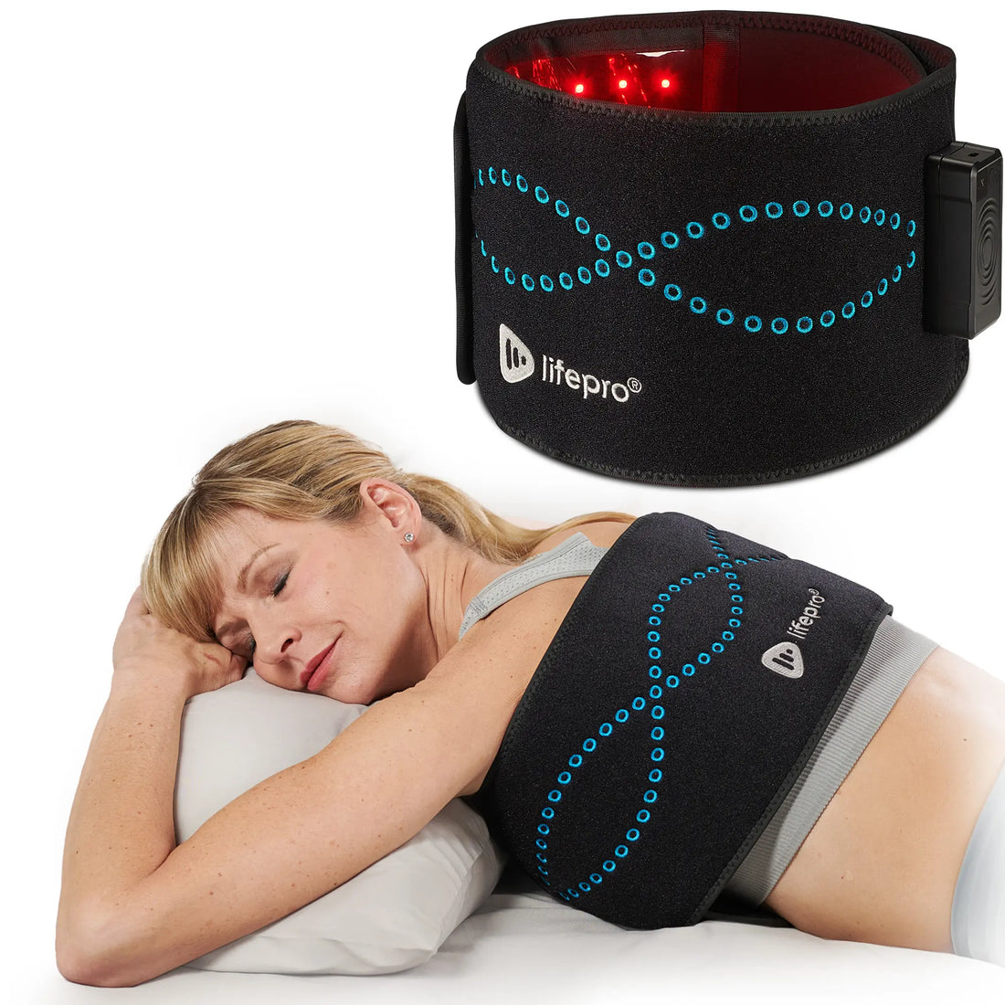 Lifepro Red Light Therapy Belt Cordless – Allevared Pro Elite 660Nm & 850Nm near Infrared Red Light Therapy - Heating Pad - for Body, Back and Shoulder - Adjustable & Portable for Wellness & Relaxation