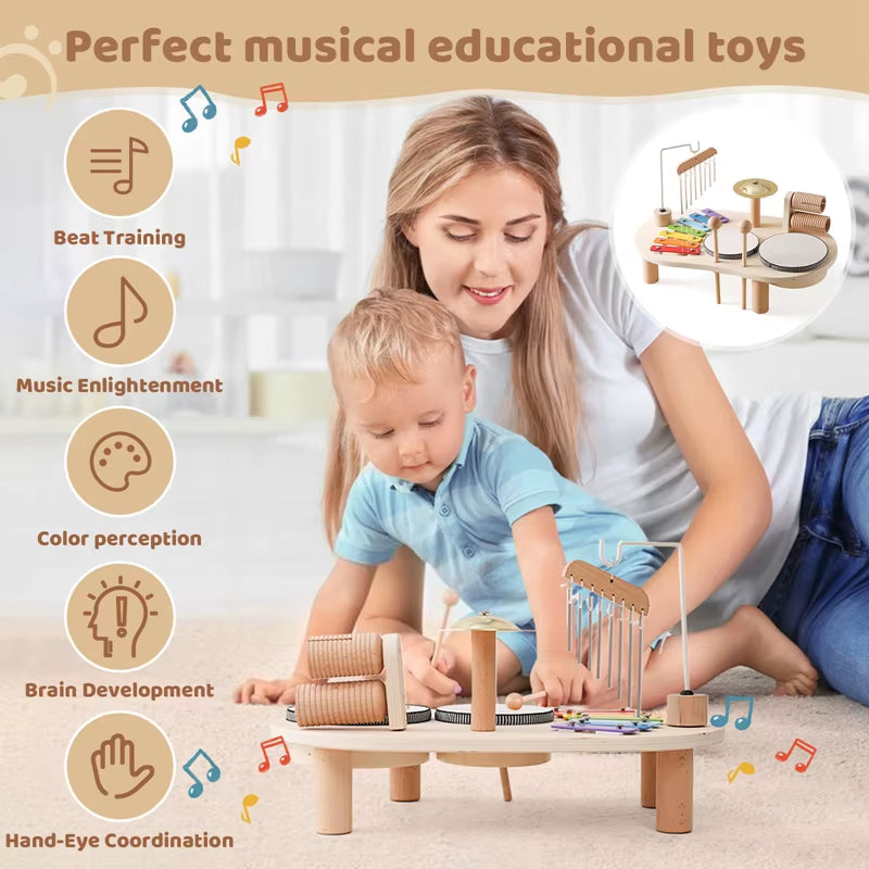 Baby Educational Toys Wooden Aeolian Bells Montessori Children&