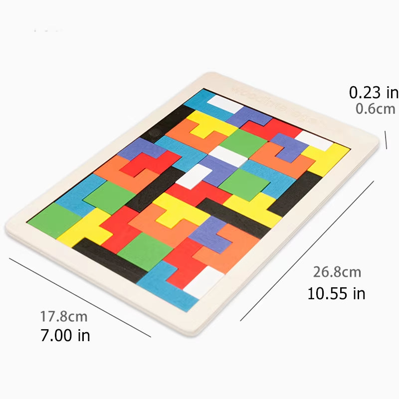 Colorful Wooden Puzzle Toys Tangram Montessori Materials Children&