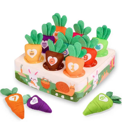 Montessori Toys Pull Carrot Plush Sensory Toys for Babies Development Game Matching Puzzle Educational Toys for Children