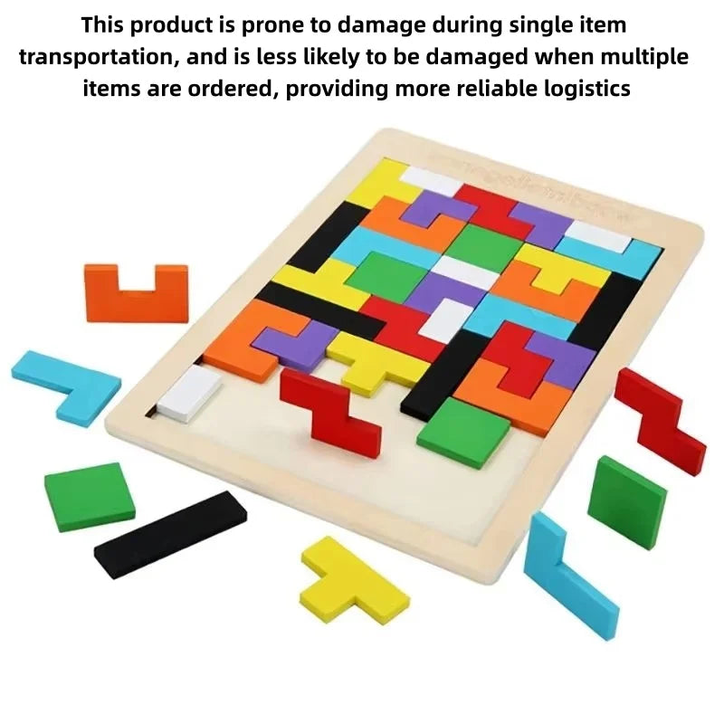Colorful Wooden Puzzle Toys Tangram Montessori Materials Children&