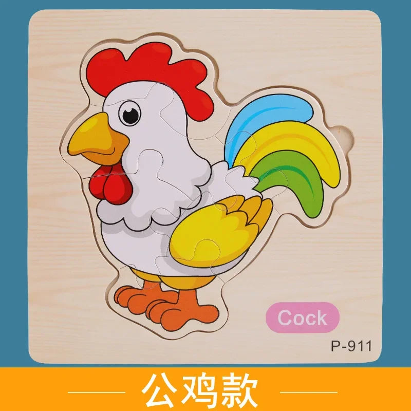 Wooden Puzzle 3D Puzzles Educational Toy Montessori Cartoon Anime Puzzle Toys for Children Kids Gifts Animal Puzzle Toy