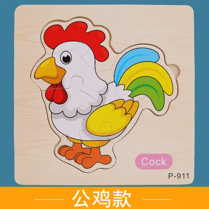 Wooden Puzzle 3D Puzzles Educational Toy Montessori Cartoon Anime Puzzle Toys for Children Kids Gifts Animal Puzzle Toy