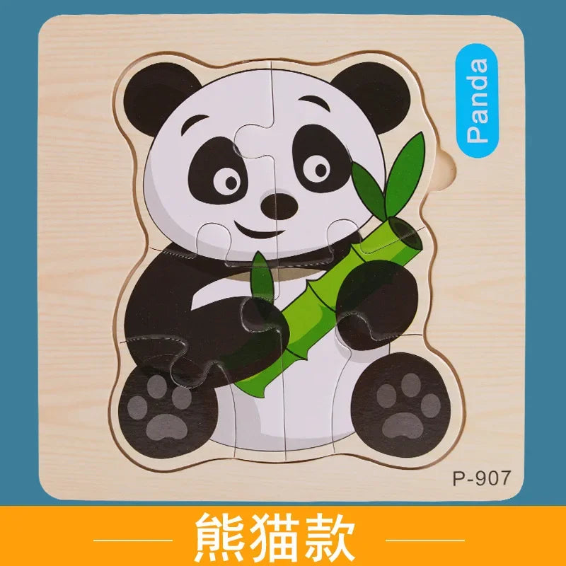 Wooden Puzzle 3D Puzzles Educational Toy Montessori Cartoon Anime Puzzle Toys for Children Kids Gifts Animal Puzzle Toy