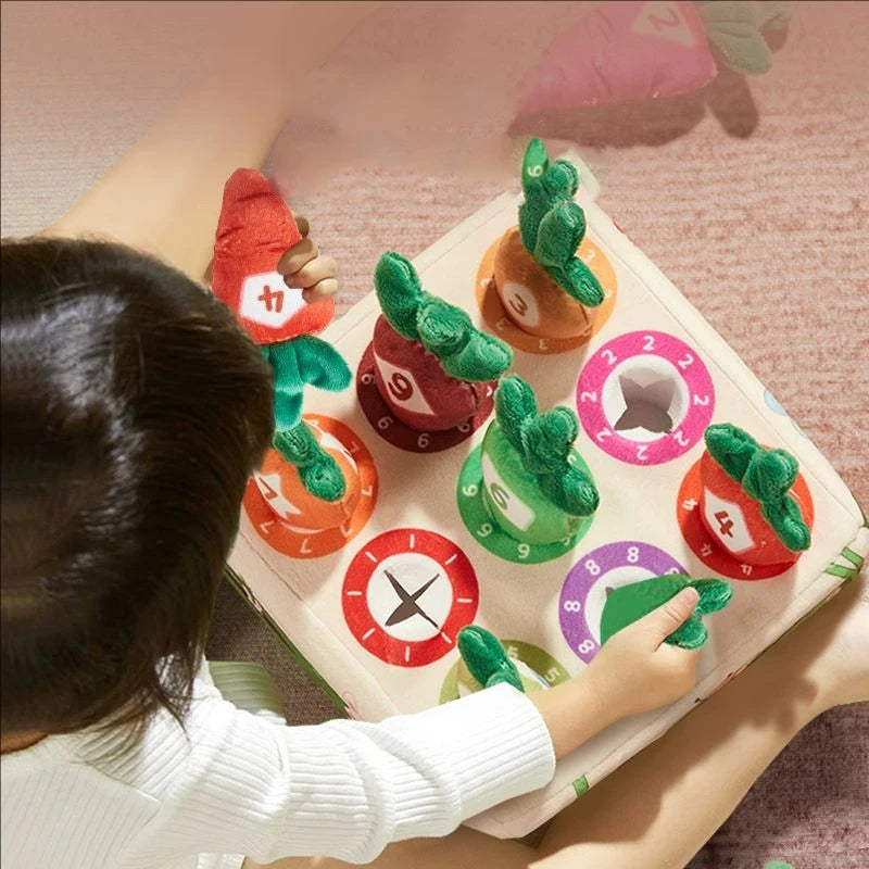 Montessori Toys Pull Carrot Plush Sensory Toys for Babies Development Game Matching Puzzle Educational Toys for Children