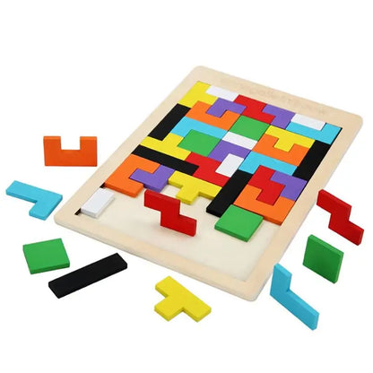 Colorful Wooden Puzzle Toys Tangram Montessori Materials Children&