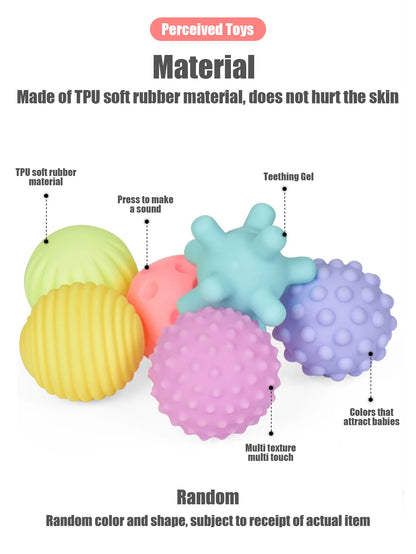 6 PCS Baby Toys Sensory Balls for Children Textured Hand Touch Ball Soft Massage Ball Infant Rattle Senses Toys