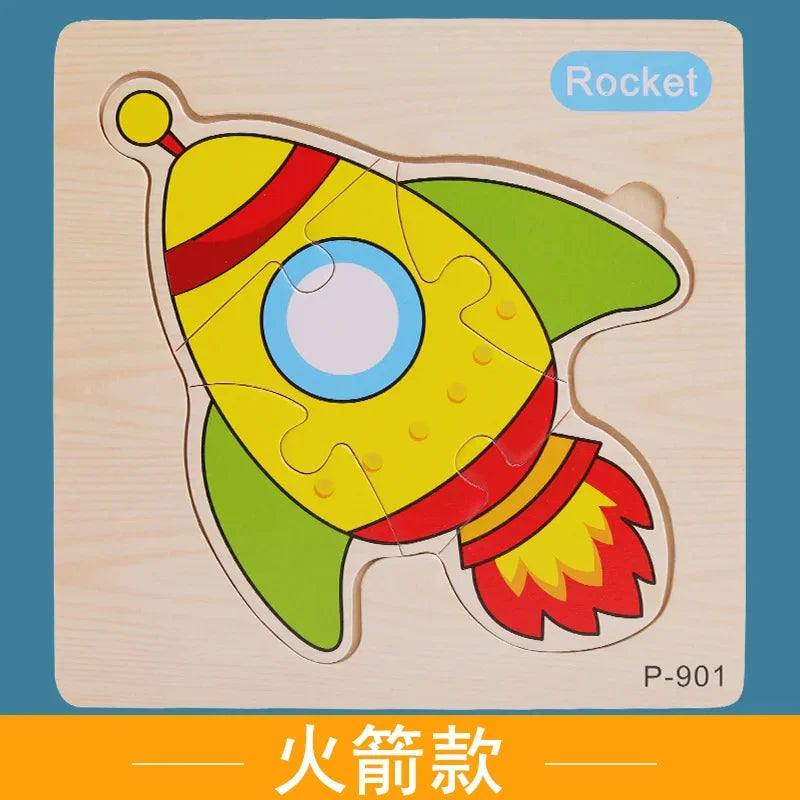 Wooden Puzzle 3D Puzzles Educational Toy Montessori Cartoon Anime Puzzle Toys for Children Kids Gifts Animal Puzzle Toy