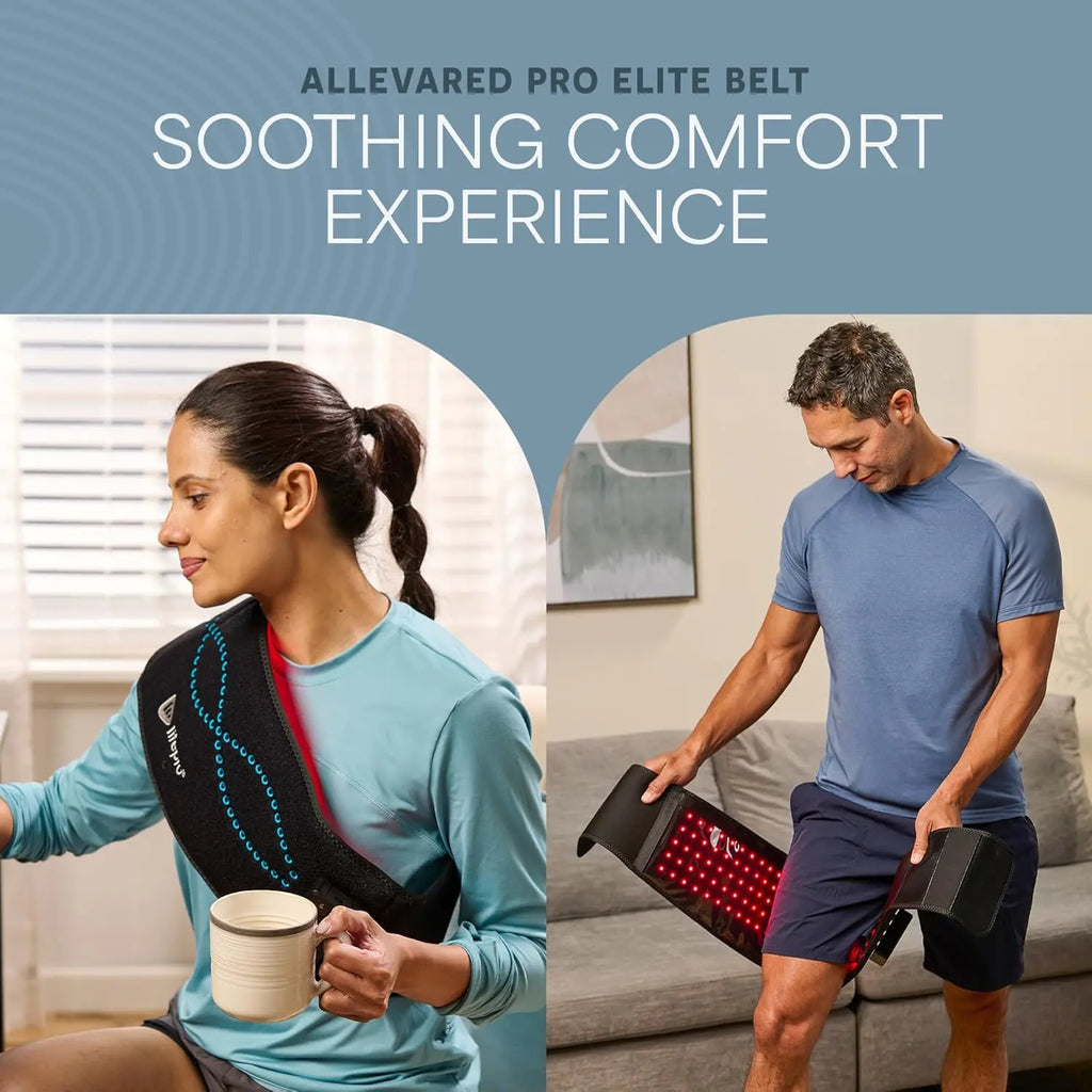 Lifepro Red Light Therapy Belt Cordless – Allevared Pro Elite 660Nm & 850Nm near Infrared Red Light Therapy - Heating Pad - for Body, Back and Shoulder - Adjustable & Portable for Wellness & Relaxation