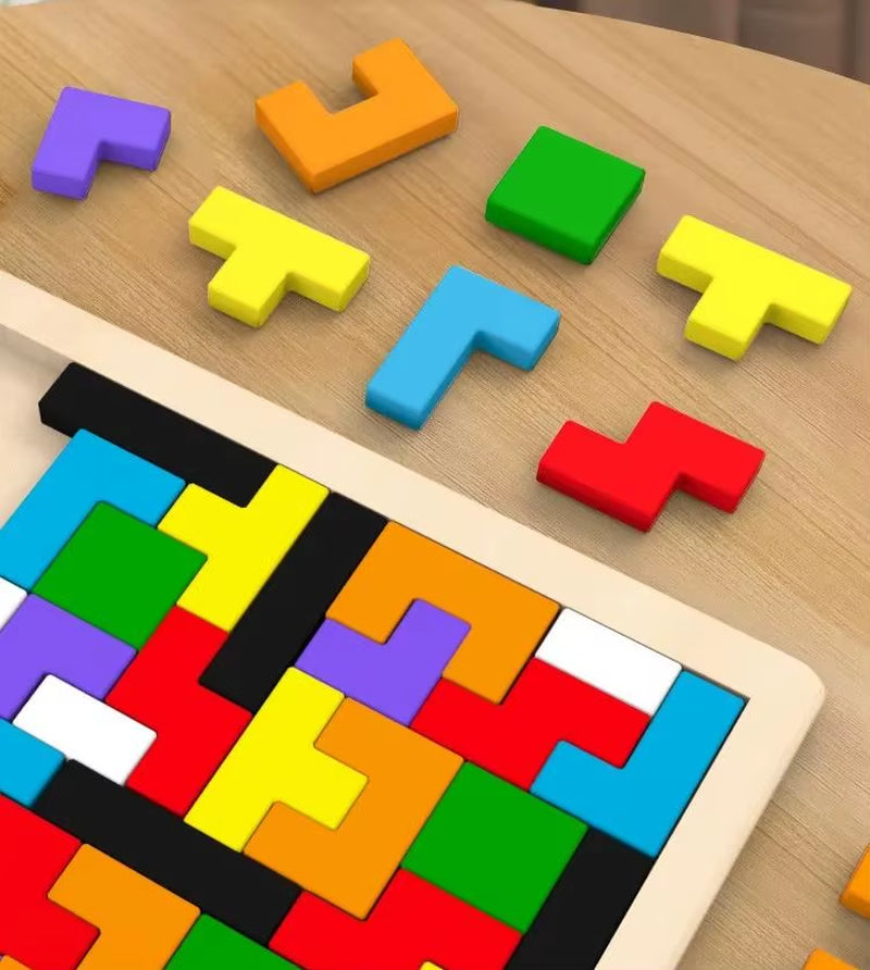 Colorful Wooden Puzzle Toys Tangram Montessori Materials Children&