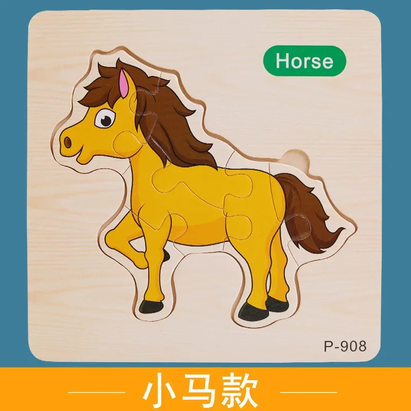 Wooden Puzzle 3D Puzzles Educational Toy Montessori Cartoon Anime Puzzle Toys for Children Kids Gifts Animal Puzzle Toy