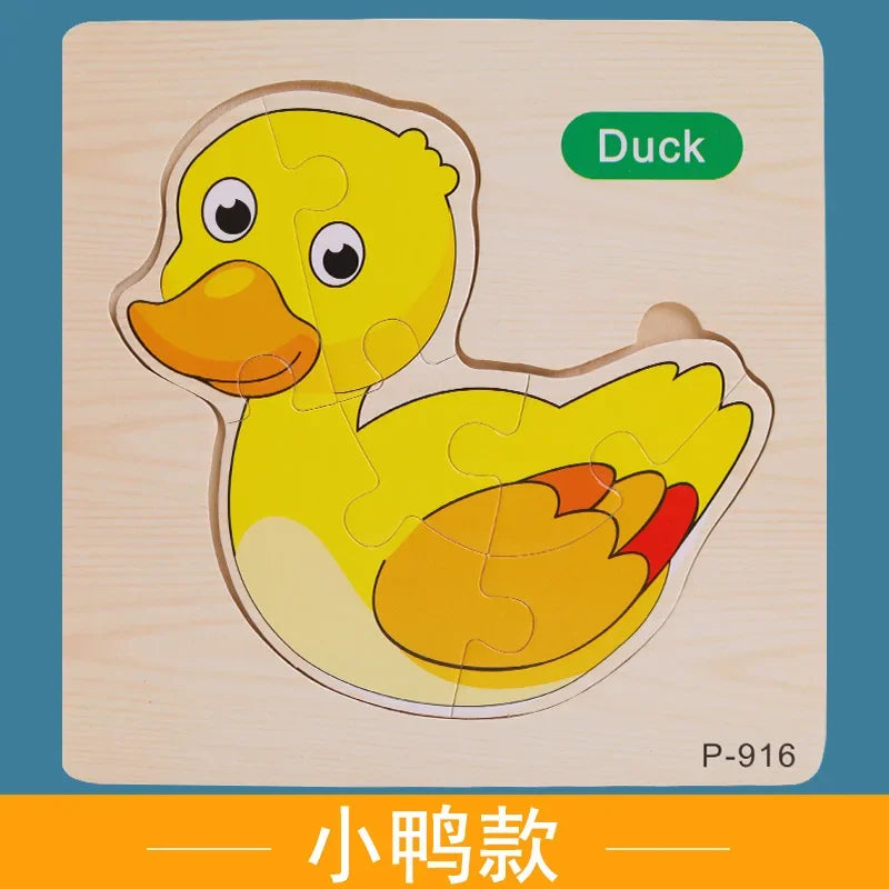 Wooden Puzzle 3D Puzzles Educational Toy Montessori Cartoon Anime Puzzle Toys for Children Kids Gifts Animal Puzzle Toy